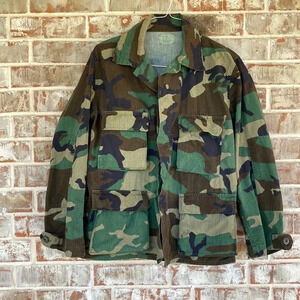 Camo Hunting Army Button Down Jacket Shirt